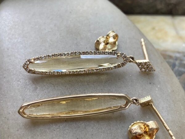 870-14084 CITRINE & DIAMOND DROP STUDS - Image 4