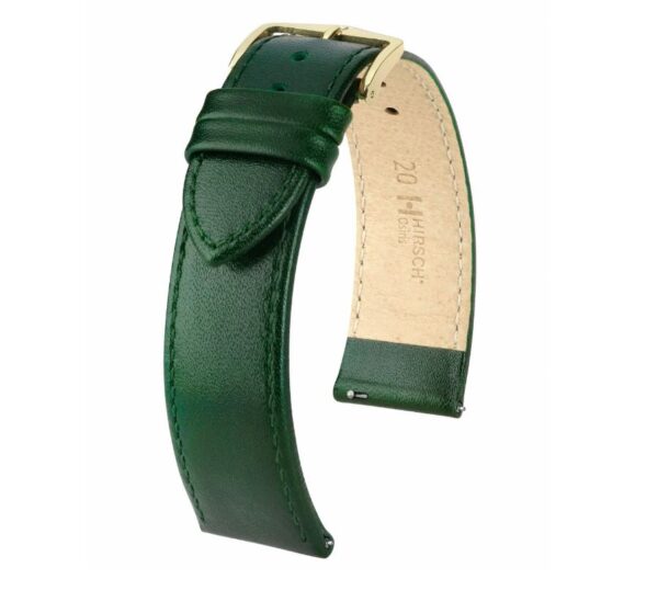 Hirsch Osiris Leather Watch Strap in GREEN (20mm) - Image 2