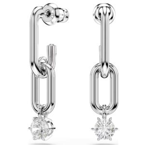 Constella drop earrings Round cut, White, Rhodium plated