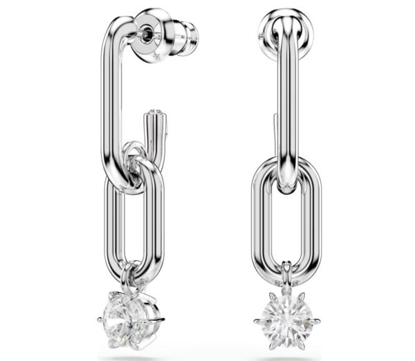 Constella drop earrings Round cut, White, Rhodium plated