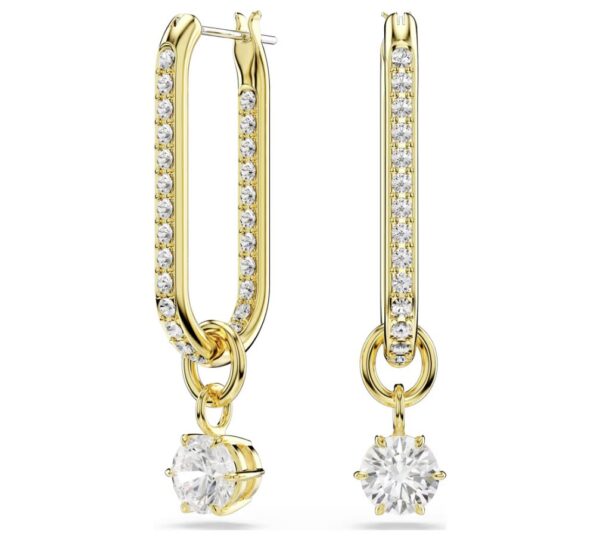 Constella drop earrings Round cut, White, Gold-tone plated