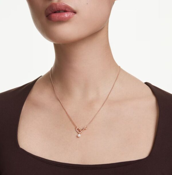 Constella pendant Crystal pearl, Round cut, White, Rose gold-tone plated - Image 2