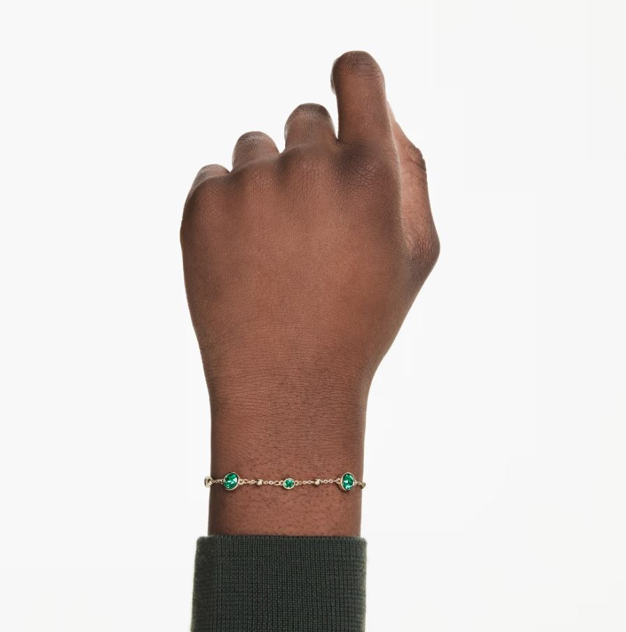 Imber bracelet Round cut, Green, Gold-tone plated - Image 2