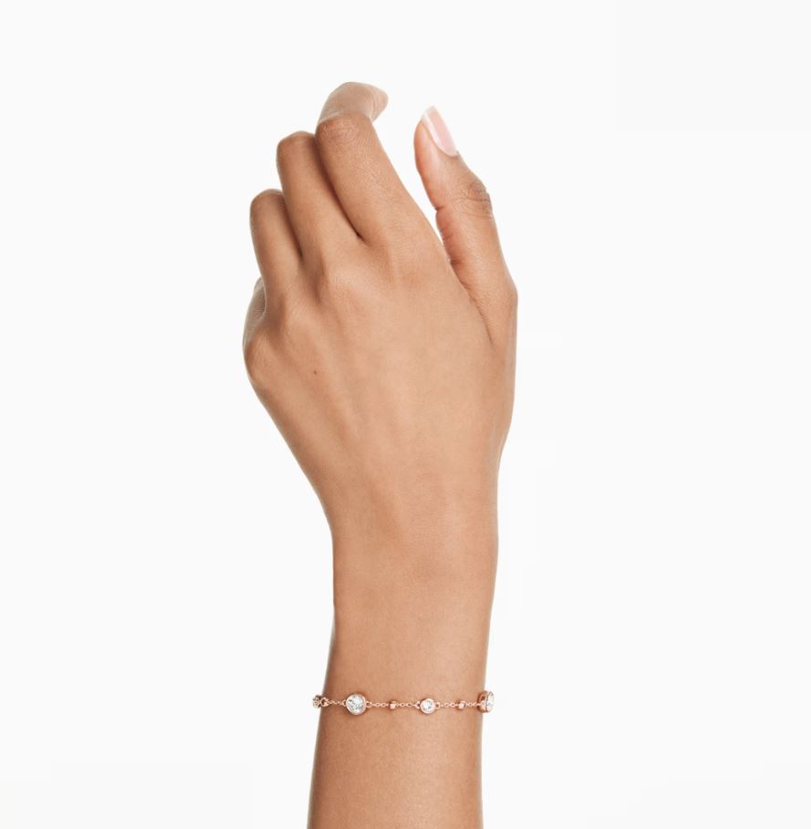 Imber bracelet Round cut, White, Rose gold-tone plated - Image 2