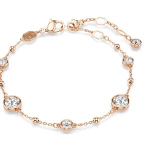 Imber bracelet Round cut, White, Rose gold-tone plated