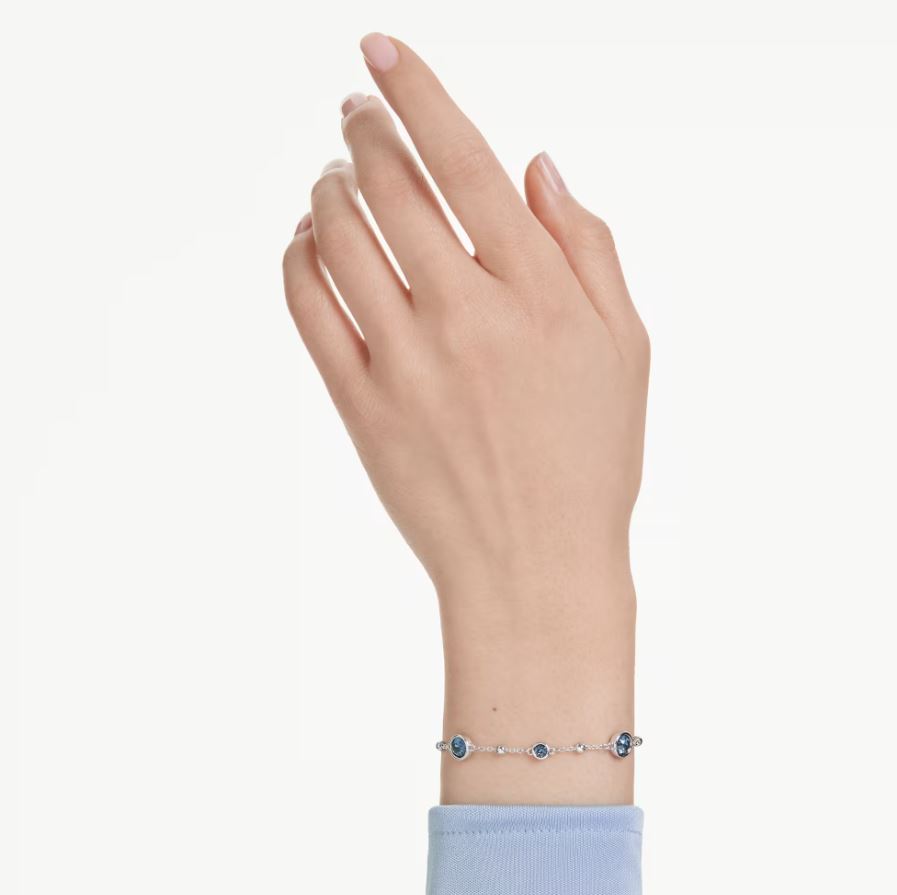 Imber bracelet Round cut, Blue, Rhodium plated - Image 2