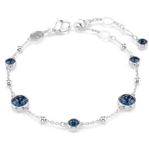 Imber bracelet Round cut, Blue, Rhodium plated