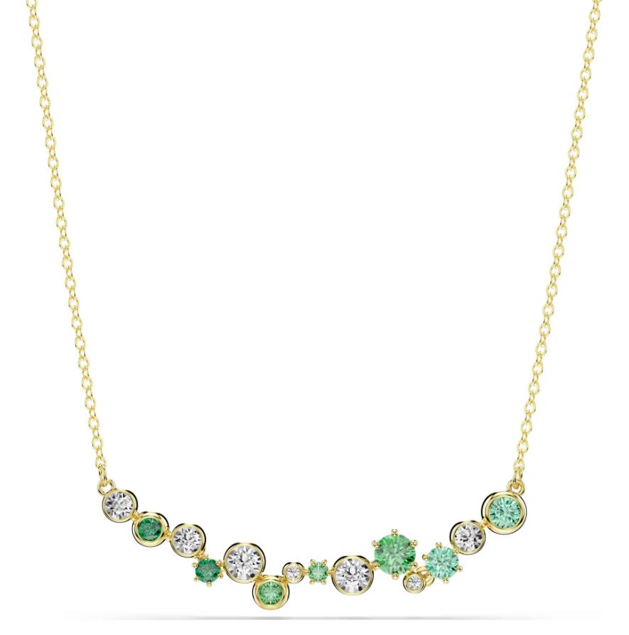 Constella necklace Mixed cuts, Green, Gold-tone plated