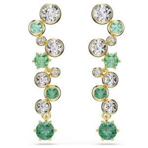 Constella drop earrings Mixed cuts, Green, Gold-tone plated