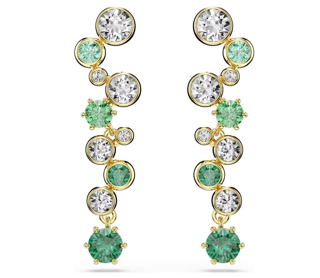 Constella drop earrings Mixed cuts, Green, Gold-tone plated