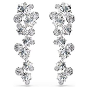 Constella drop earrings Mixed cuts, White, Rhodium plated