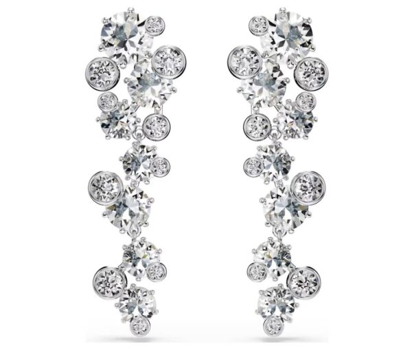 Constella drop earrings Mixed cuts, White, Rhodium plated