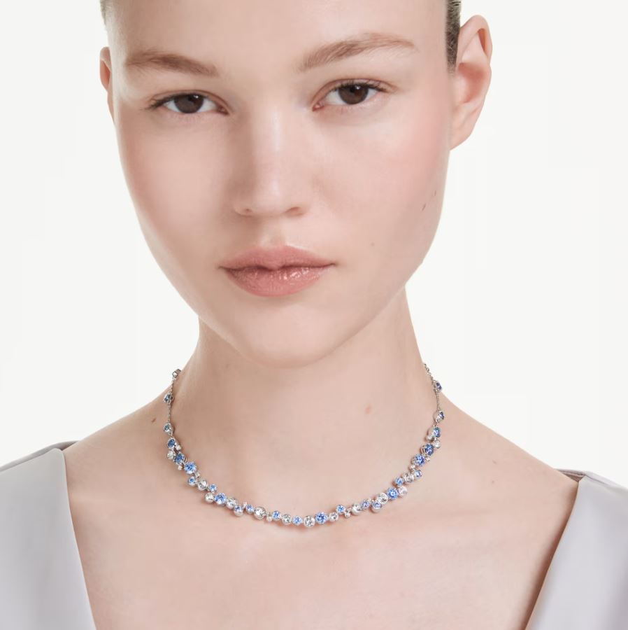 Constella necklace Mixed cuts, Blue, Rhodium plated - Image 2