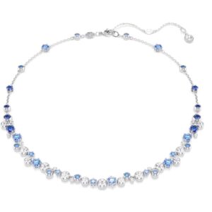 Constella necklace Mixed cuts, Blue, Rhodium plated
