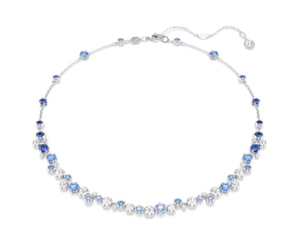 Constella necklace Mixed cuts, Blue, Rhodium plated