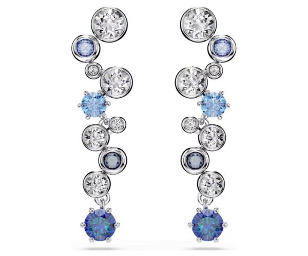 Constella drop earrings Mixed cuts, Blue, Rhodium plated
