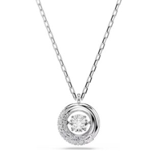 Dextera pendant Round cut, White, Rhodium plated