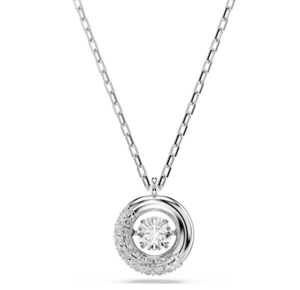 Dextera pendant Round cut, White, Rhodium plated