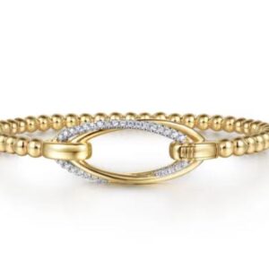14K Yellow Gold Bujukan and Diamond Interlocking Oval Split Bangle Bracelet