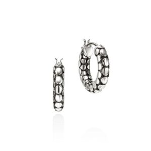 Dot Hoop Earrings, Sterling Silver, 15MM