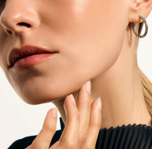 JH Essential Hoop Earrings, Sterling Silver, 22MM - Image 2