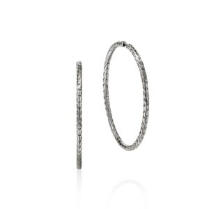JH Essential Flex Hoop Earrings, Sterling Silver, 50MM