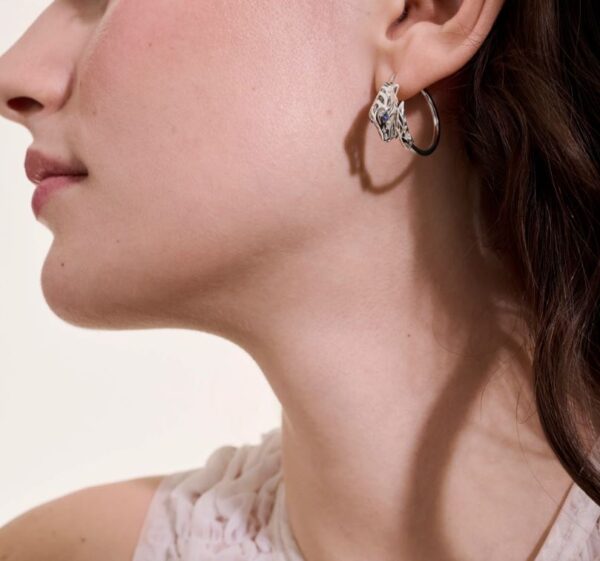 Naga Hoop Earring, Sterling Silver, 25MM - Image 2
