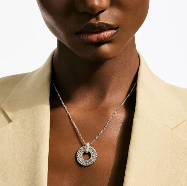 Icon Link Pendant Necklace, Sterling Silver, Diamonds, 2MM - Image 2