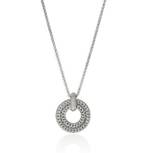 Icon Link Pendant Necklace, Sterling Silver, Diamonds, 2MM