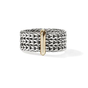 Icon Link Bar Ring, Sterling Silver, Gold, 9MM (Size 7)