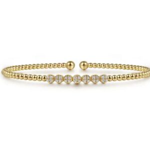 Preorder – 14K Yellow Gold Bujukan Bead and Cluster Diamond Bangle