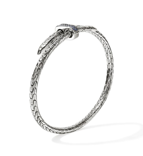 Spear Flex Cuff, Sterling Silver, Blue Sapphire, 4mm, Medium - Image 2