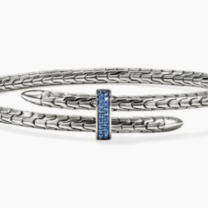 Spear Flex Cuff, Sterling Silver, Blue Sapphire, 4mm, Medium
