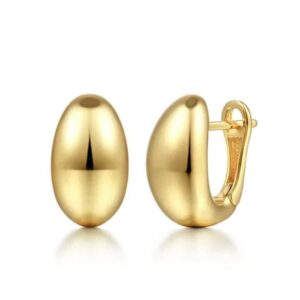 Preorder – 14K Yellow Gold Oval Huggie Earrings