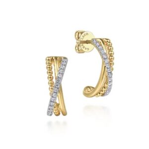 Preorder – 14K Yellow Gold Diamond Bujukan “J” Earrings