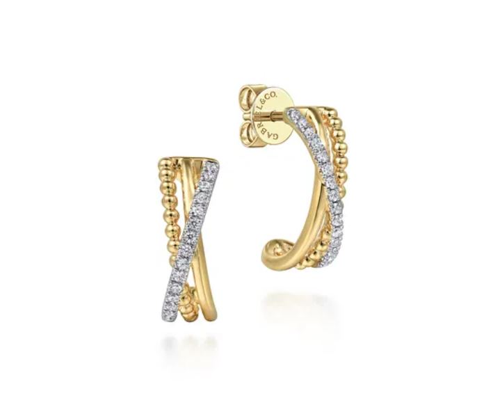 Preorder – 14K Yellow Gold Diamond Bujukan “J” Earrings