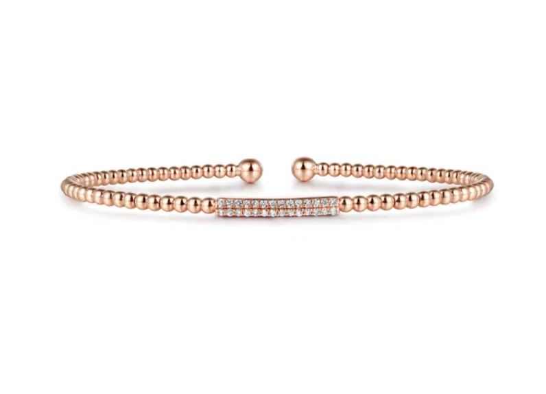 Preorder – 14K Yellow Gold Bujukan Bead Bangle with Diamonds - Image 3
