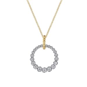 Preorder – 14K White and Yellow Gold Diamond Bujukan 20mm Drop Necklace