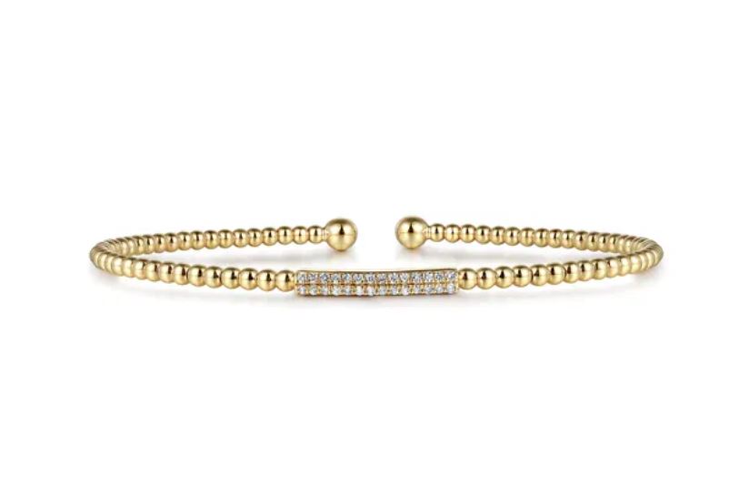 Preorder – 14K Yellow Gold Bujukan Bead Bangle with Diamonds