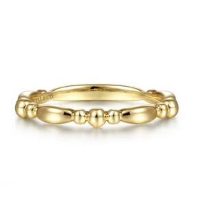 14K Yellow Gold Alternating Bar and Bujukan Bead Stackable Ring
