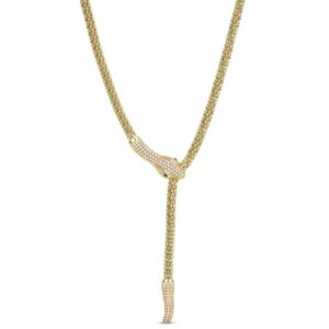 Serpentine Bite Lariat Necklace in Yellow with Red Eyes