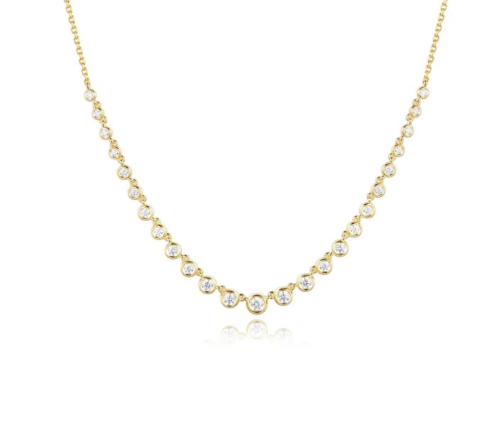 Lab Diamond - Graduated Bezel Necklace in Yellow