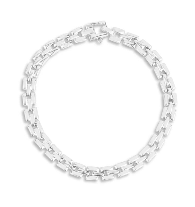 Plain Square Link in Bracelet in White