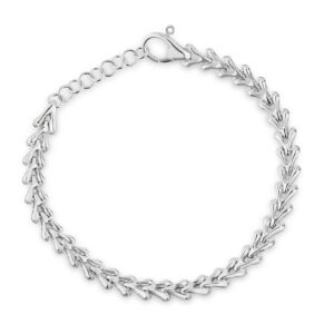 Flat Heart Link Bracelet in White