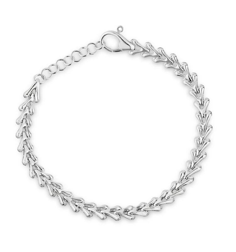 Flat Heart Link Bracelet in White