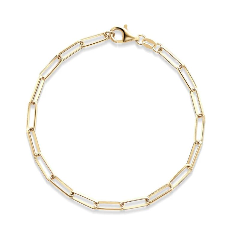 Paper Clip Fine Link Bracelet in Yellow