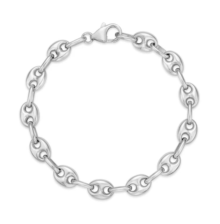 Small Flat Coffee Bean Bracelet in White