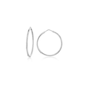 Medium Diamond Cut Hoops in White