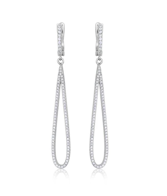 Tear Drop Earrings in White