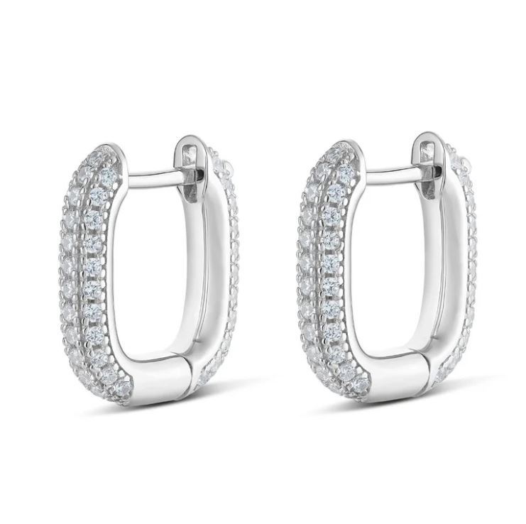 Be Square Pave Earrings in White
